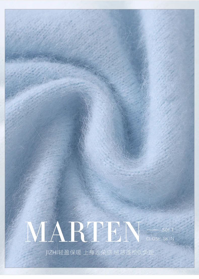 Autumn And Winter New 100% Mink Cashmere Sweater Ladies' High Lapel Solid Color Padded Pullover Wool Knitted Bottoming Shirt