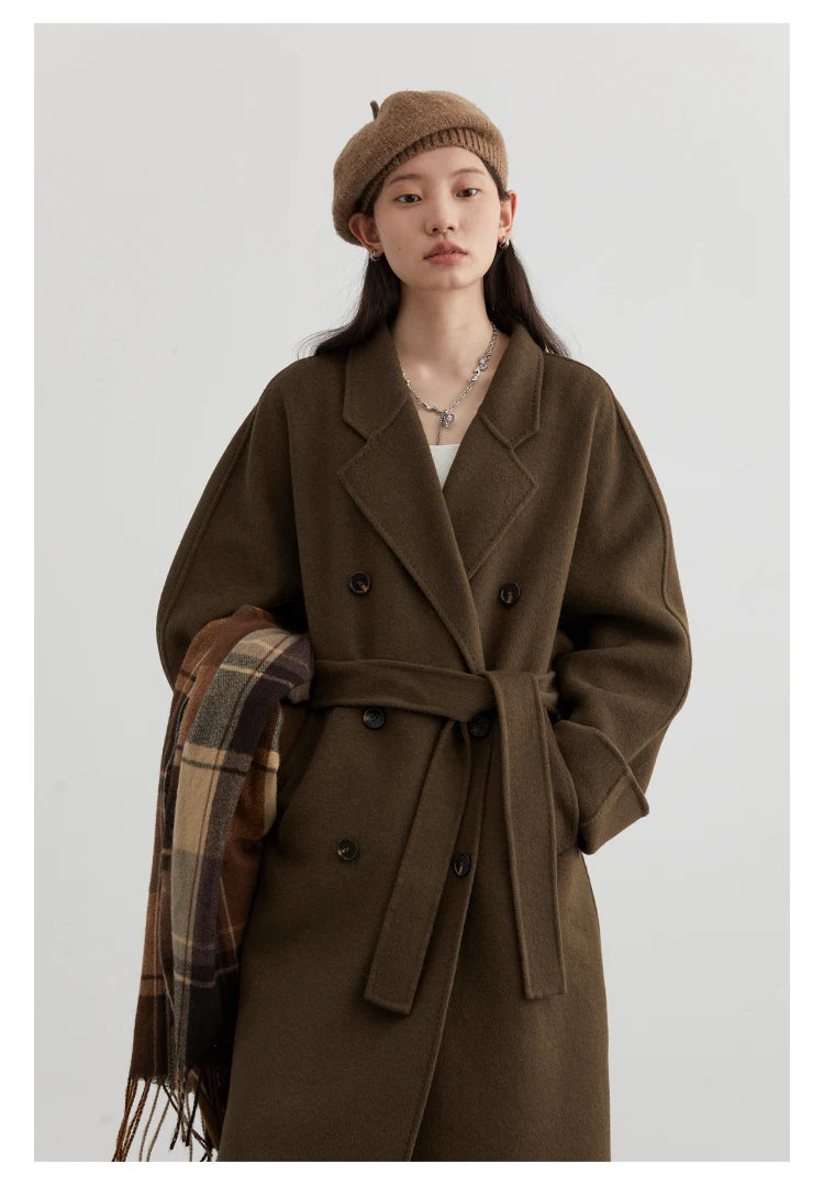 CHIC VEN Women Long Double-sided Woolen Coats Retro Loose Female Overcoat Double Breasted Ladies Windbreak Autumn Winter 2025