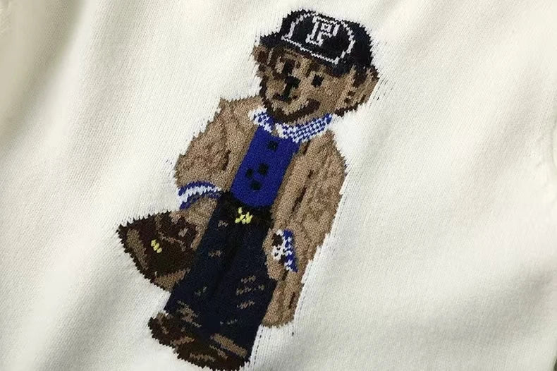 New 2024 Autumn Winter Pullover Sweater Women Cashmere Knitwear Tops Bear Print Warm Pullovers Korean Fashion Chic Woman Clothes