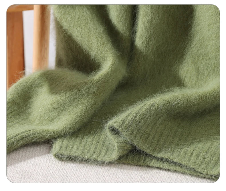 Autumn And Winter New 100% Mink Cashmere Sweater Ladies' High Lapel Solid Color Padded Pullover Wool Knitted Bottoming Shirt