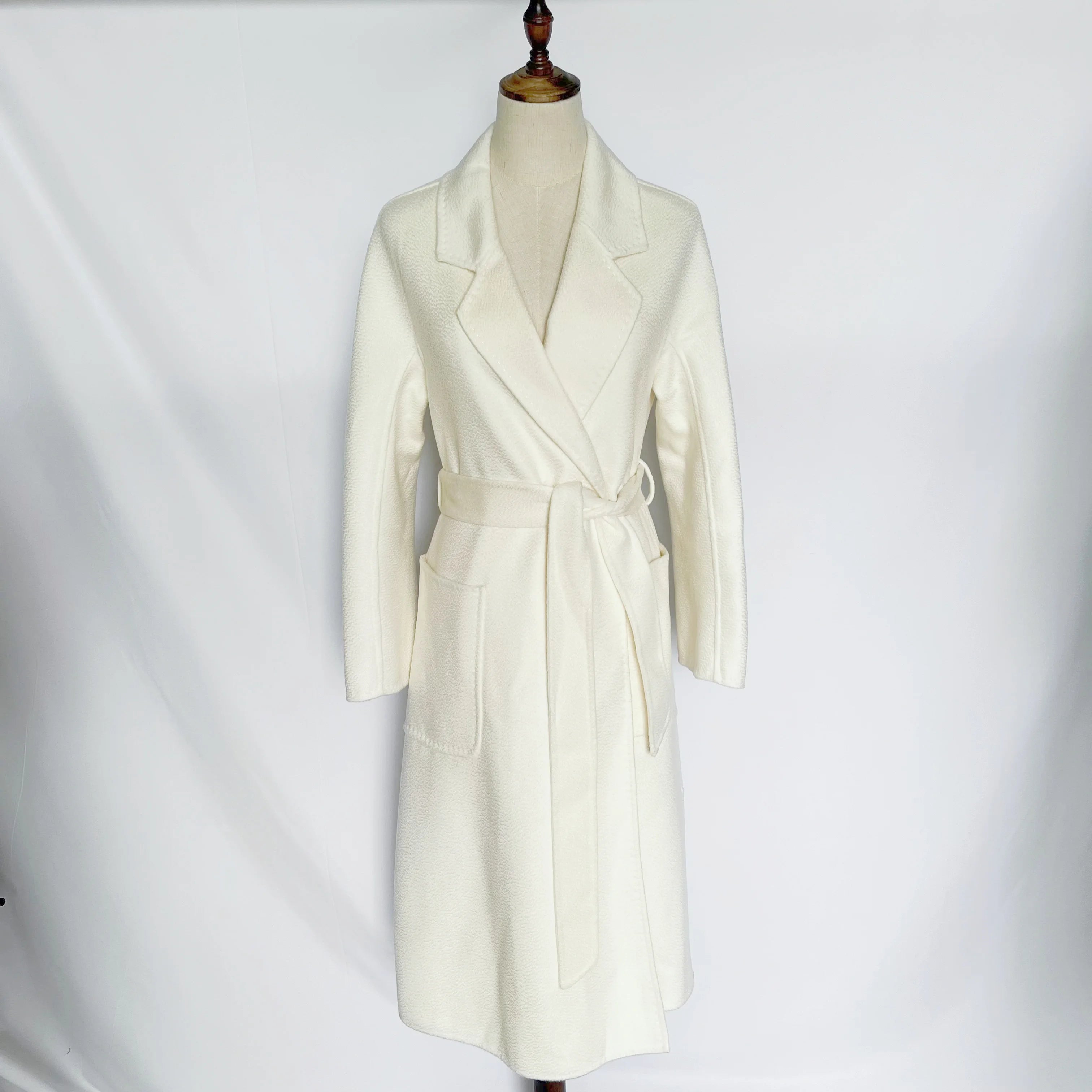 SPECIAL OFFER Cashmere Coat Female Winter Mid-Length Corrugated Coat Black Wool Coat Woman Autumn New Casual Fashion Beige Coat