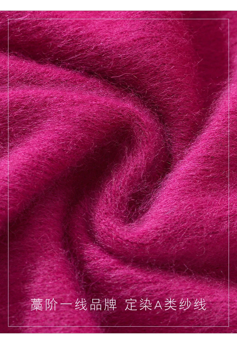 Autumn And Winter New 100% Mink Cashmere Sweater Ladies' High Lapel Solid Color Padded Pullover Wool Knitted Bottoming Shirt