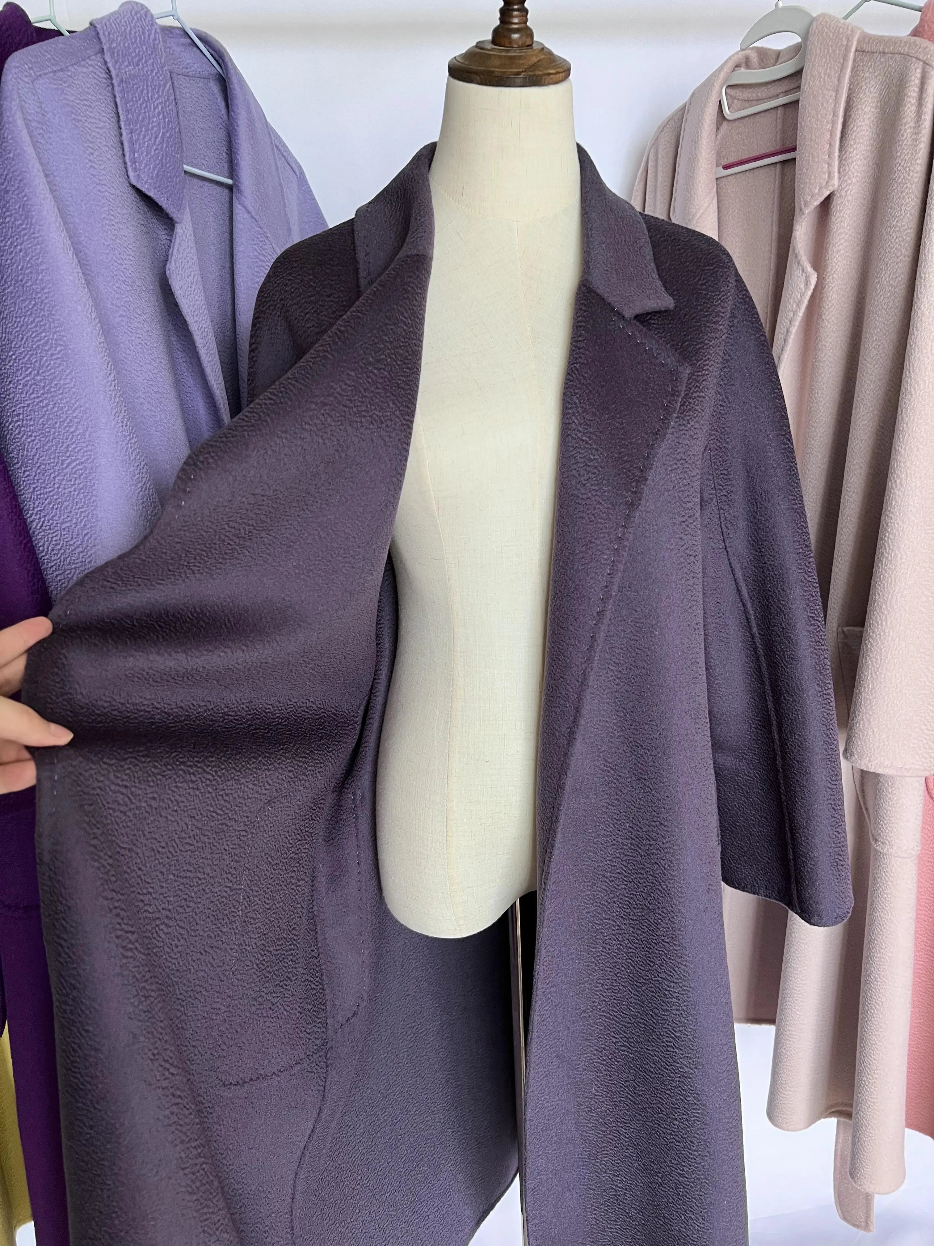 SPECIAL OFFER Cashmere Coat Female Winter Mid-Length Corrugated Coat Black Wool Coat Woman Autumn New Casual Fashion Beige Coat