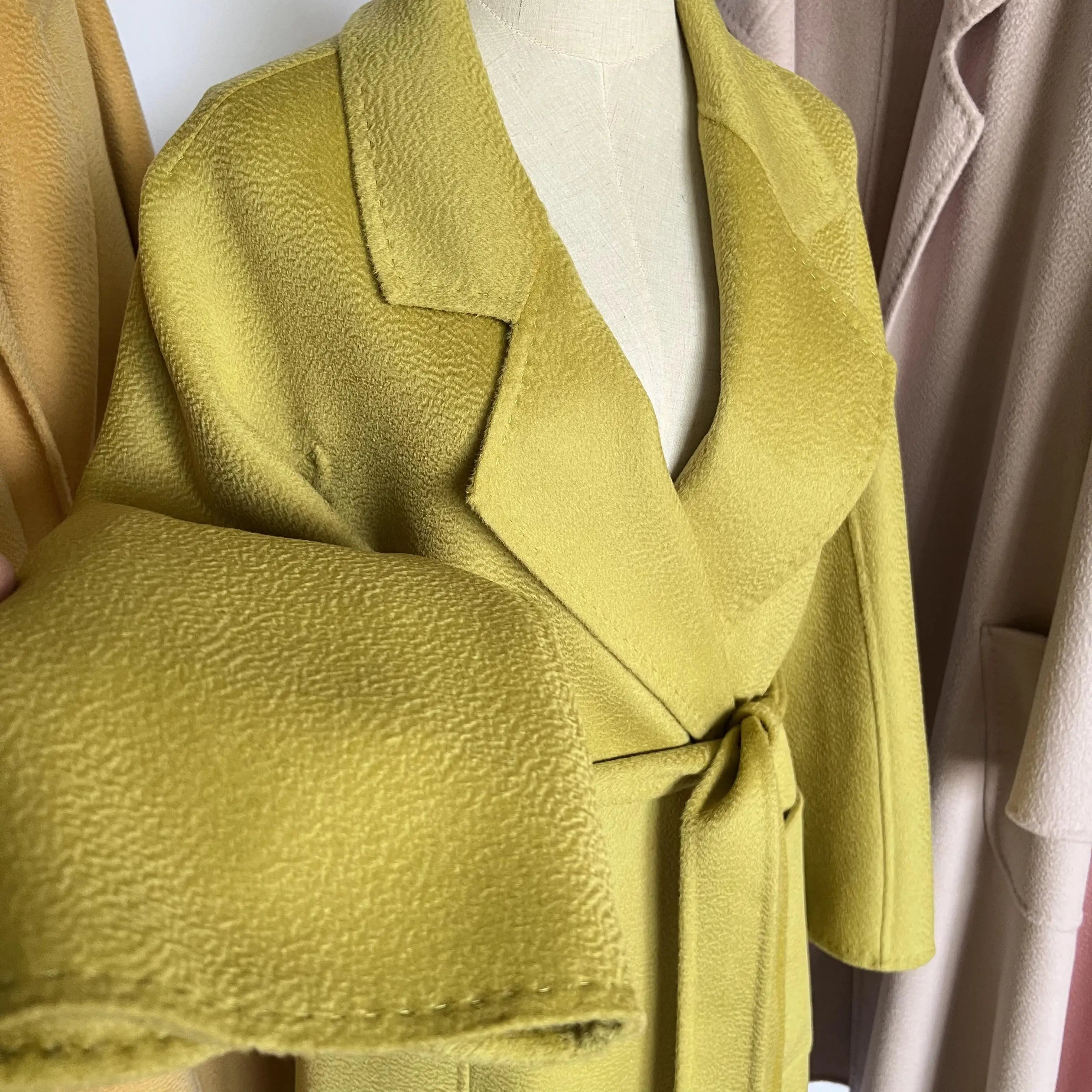 SPECIAL OFFER Cashmere Coat Female Winter Mid-Length Corrugated Coat Black Wool Coat Woman Autumn New Casual Fashion Beige Coat