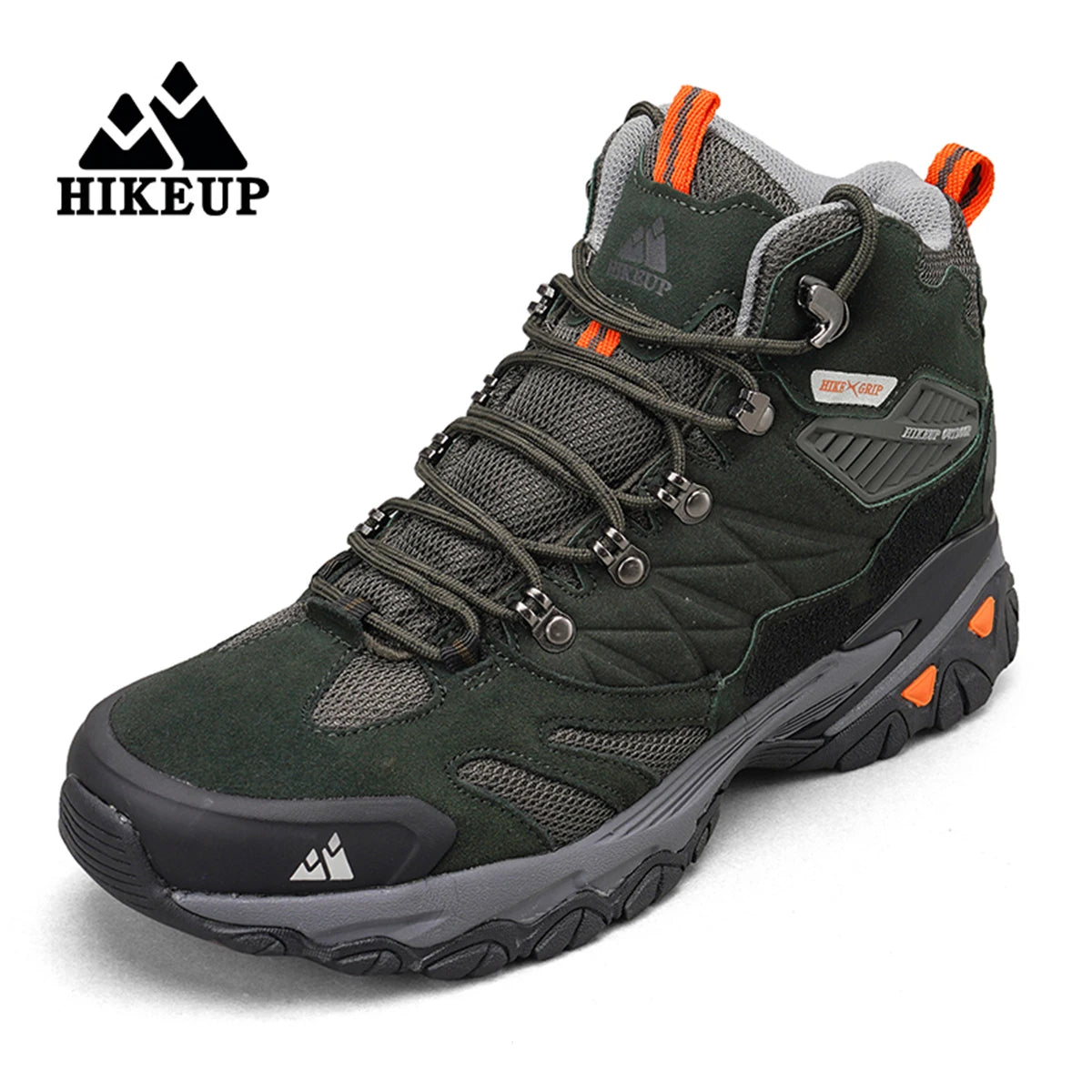 HIKEUP Winter Boot Men Outdoor Hiking Boots Suede High Top Trekking Men Shoes Rainproof Tactical Combat Military Boots