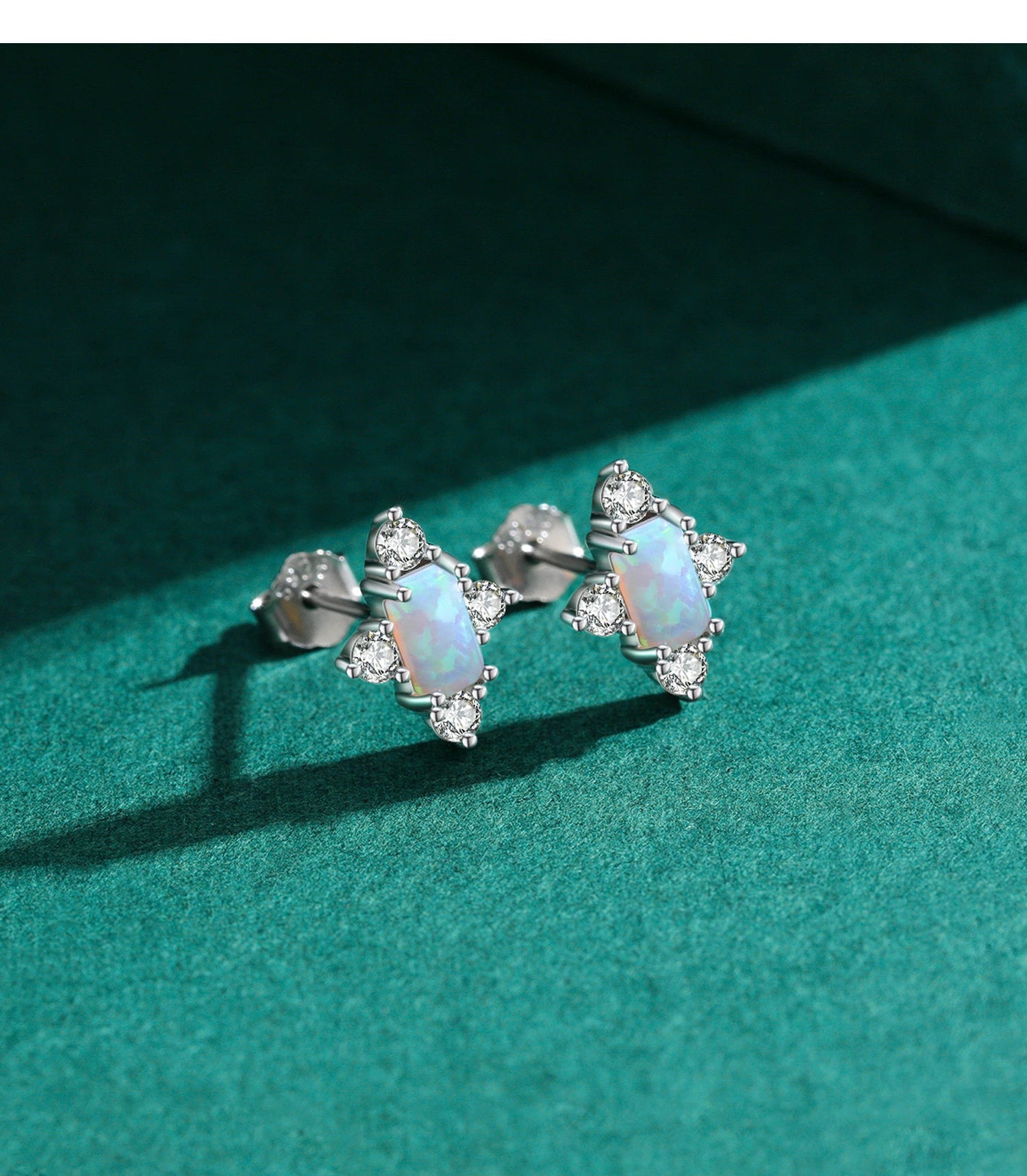 MODIAN Authentic 925 Sterling Silver Geometric Rectangle Natural Opal Jewelry Sets Rings Earrings For Women Wedding Jewelry