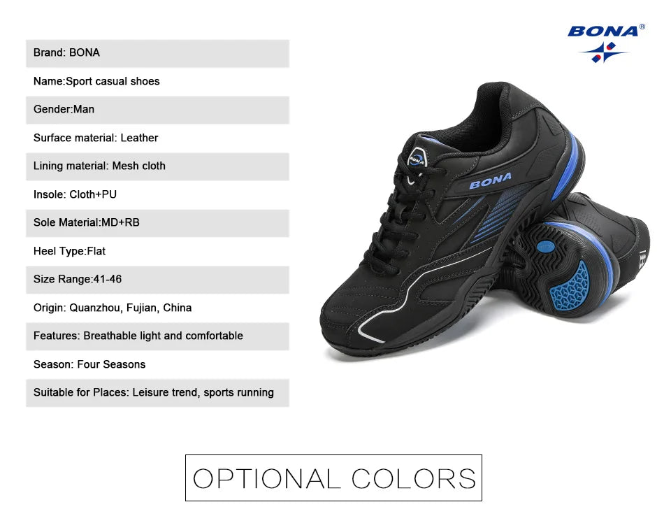 BONA New Designers Table Tennis Shoes Men Indoor Sports Shoes Badminton Sneakers Breathable Sport Footwear Mansculino Comfy