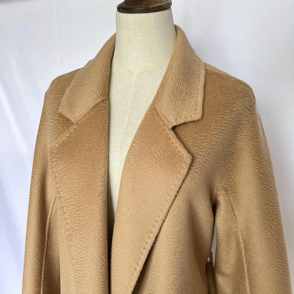 SPECIAL OFFER Cashmere Coat Female Winter Mid-Length Corrugated Coat Black Wool Coat Woman Autumn New Casual Fashion Beige Coat