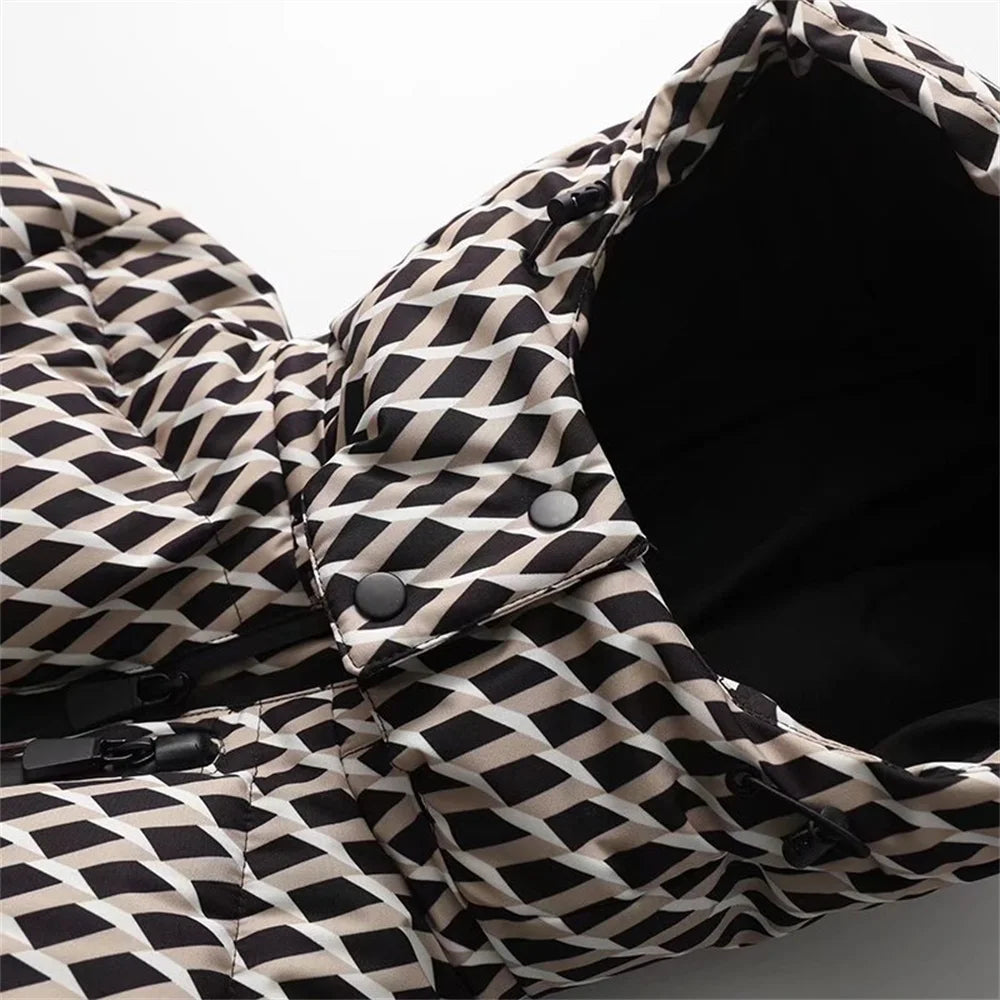 women's warm skiing series waist down cotton jacket winter new hooded slim fit jacket jacket