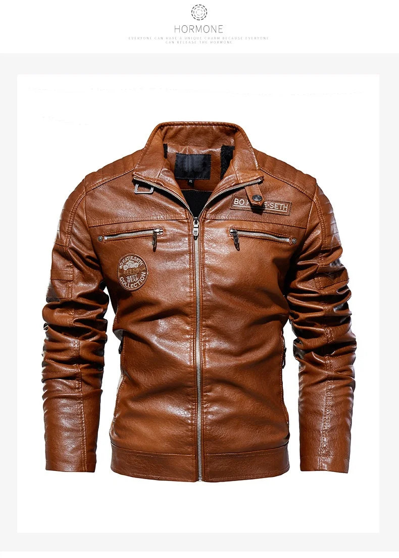 New Men's Leather Jackets Autumn And Winter Casual Motorcycle Slim PU Jacket Biker Leather High Quality Fashion Warm Overcoat