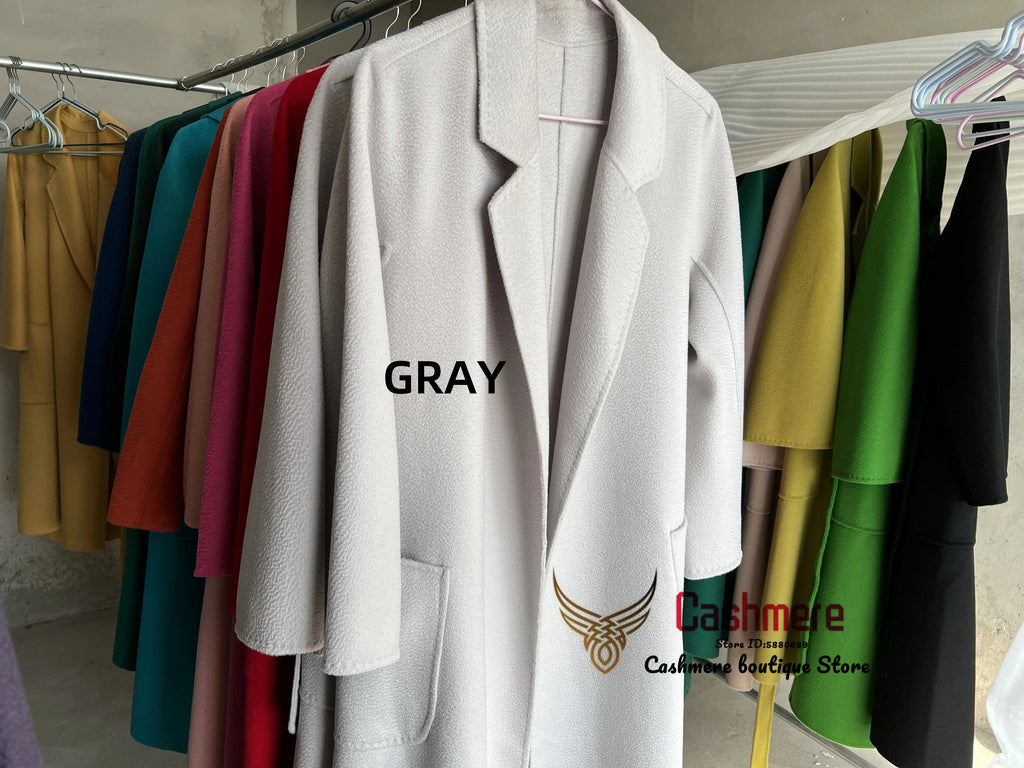 SPECIAL OFFER Cashmere Coat Female Winter Mid-Length Corrugated Coat Black Wool Coat Woman Autumn New Casual Fashion Beige Coat