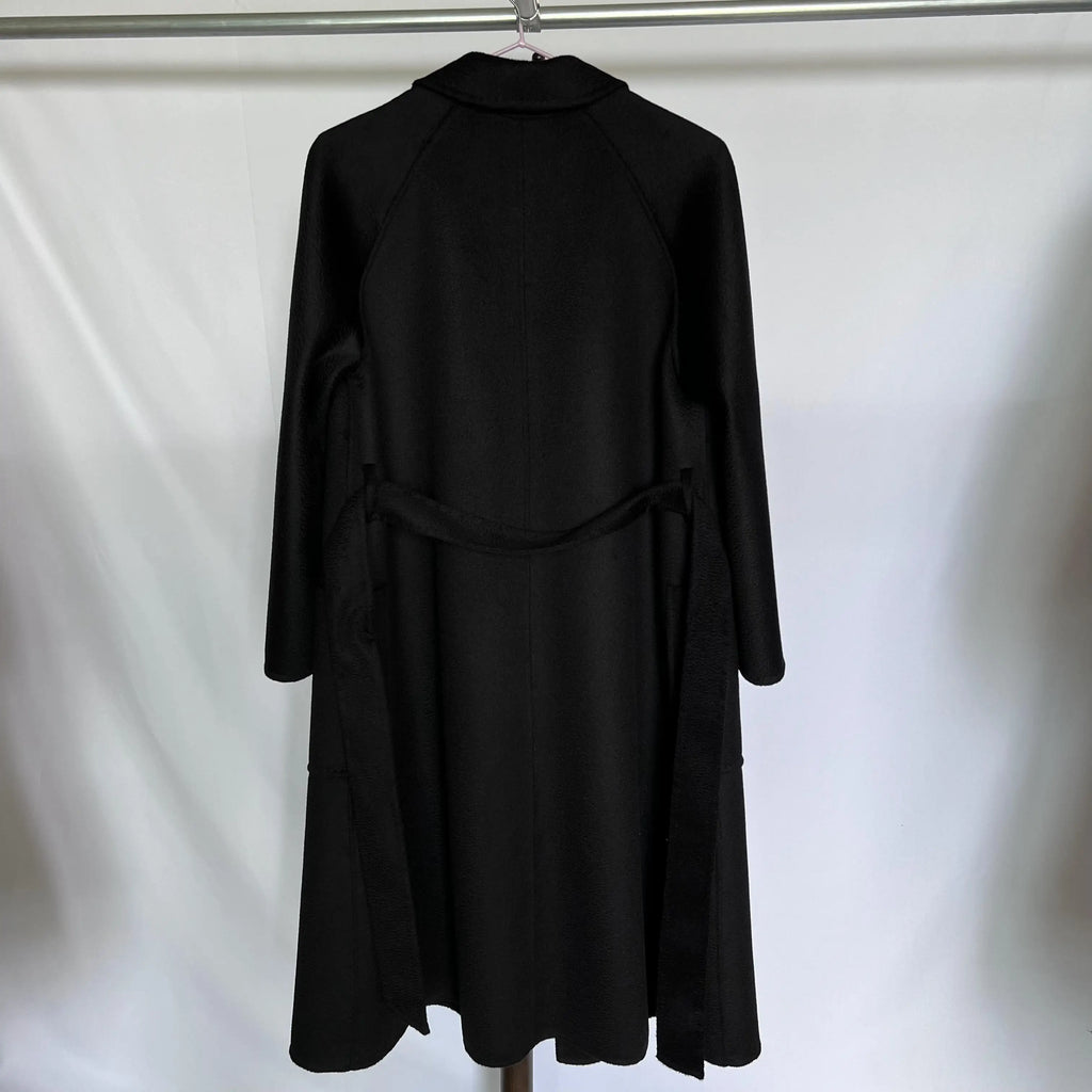 SPECIAL OFFER Cashmere Coat Female Winter Mid-Length Corrugated Coat Black Wool Coat Woman Autumn New Casual Fashion Beige Coat