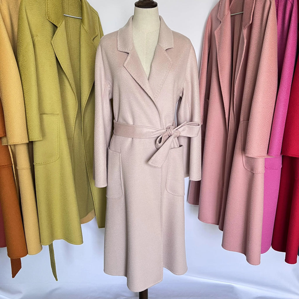 SPECIAL OFFER Cashmere Coat Female Winter Mid-Length Corrugated Coat Black Wool Coat Woman Autumn New Casual Fashion Beige Coat