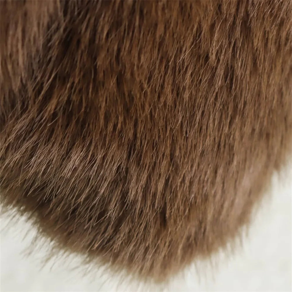 Loose lapel button embellished brown long sleeved jacket for women's autumn and winter collection