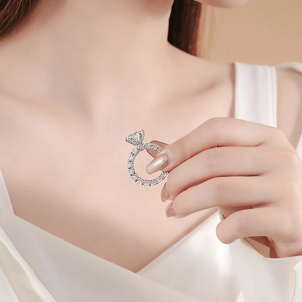 4Carat Moissanite Engagement Rings With Certificate S925 Silver Hidden Halo Diamond Wedding Ring Eternity Band For Women Jewelry