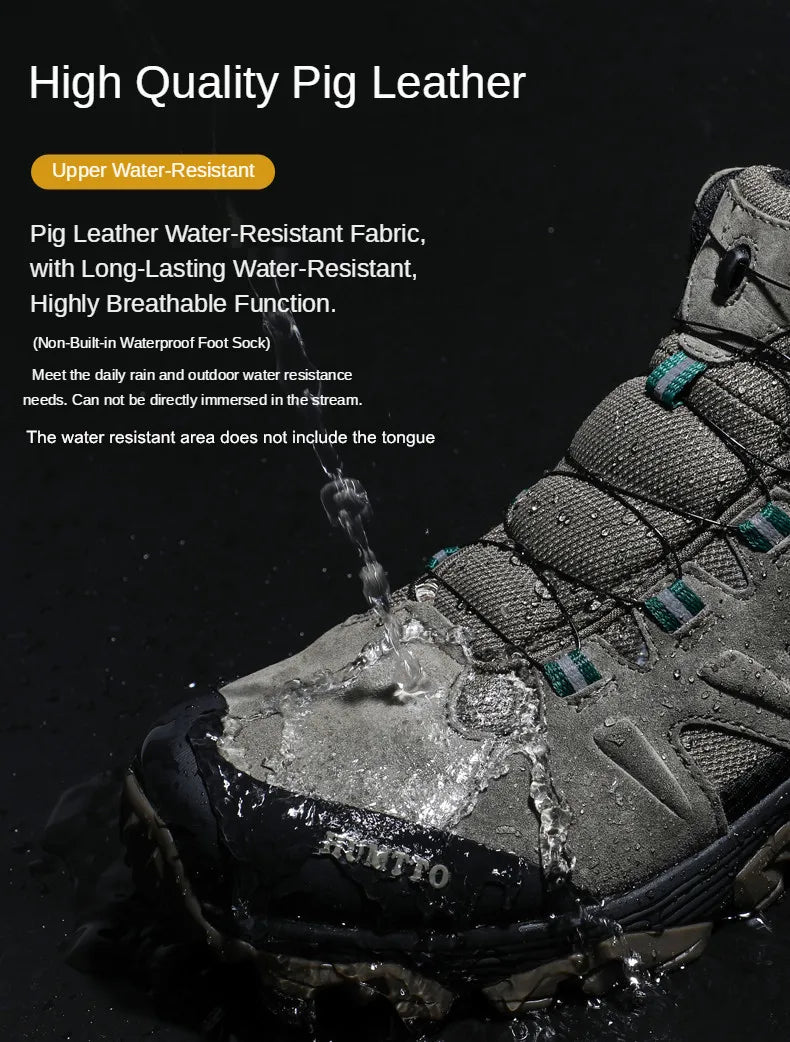 HUMTTO Waterproof Hiking Shoes Leather Trekking Boots Outdoor Sneakers for Men Male Camping Hunting Mens Tactical Ankle Boots
