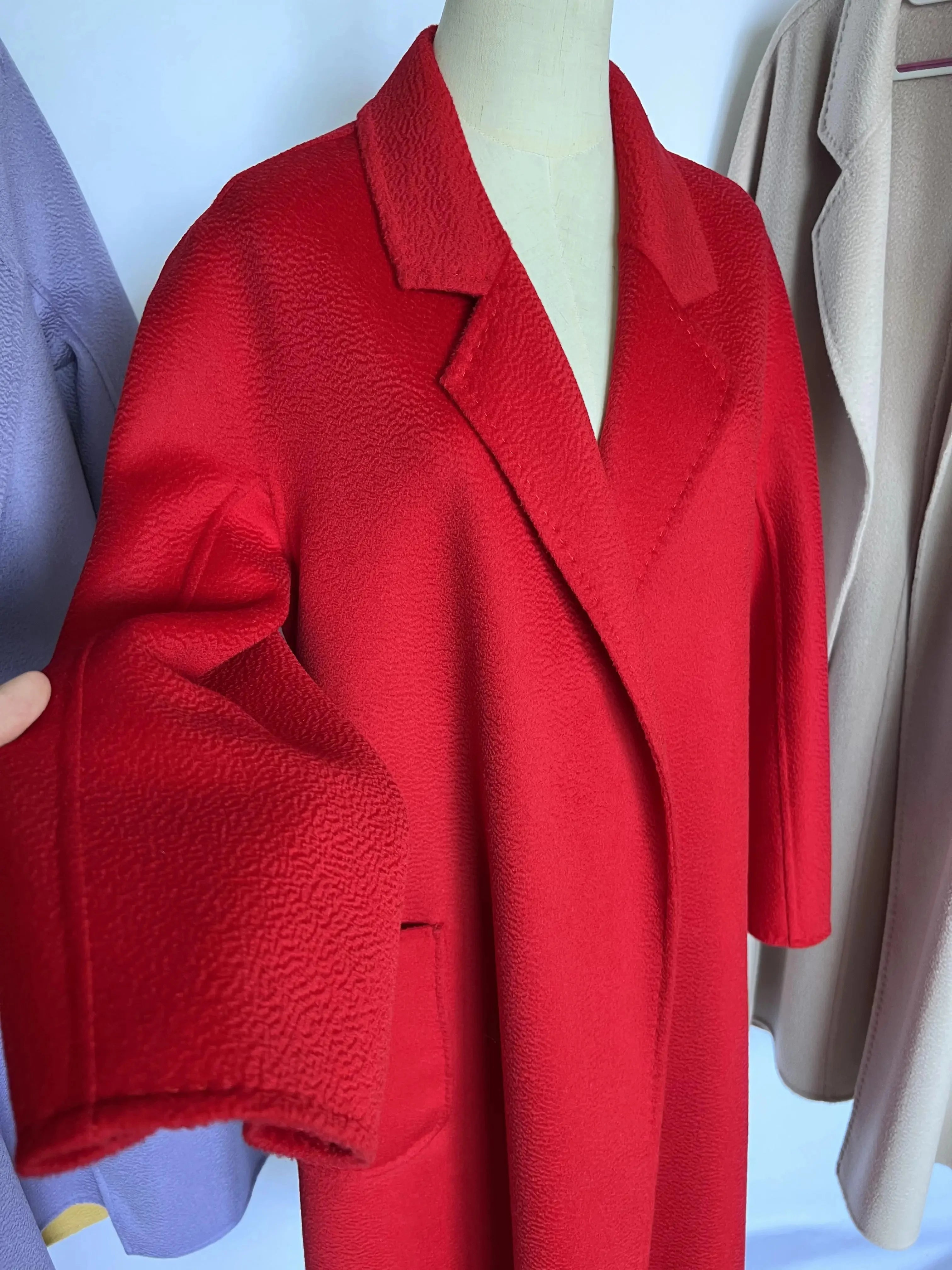 SPECIAL OFFER Cashmere Coat Female Winter Mid-Length Corrugated Coat Black Wool Coat Woman Autumn New Casual Fashion Beige Coat