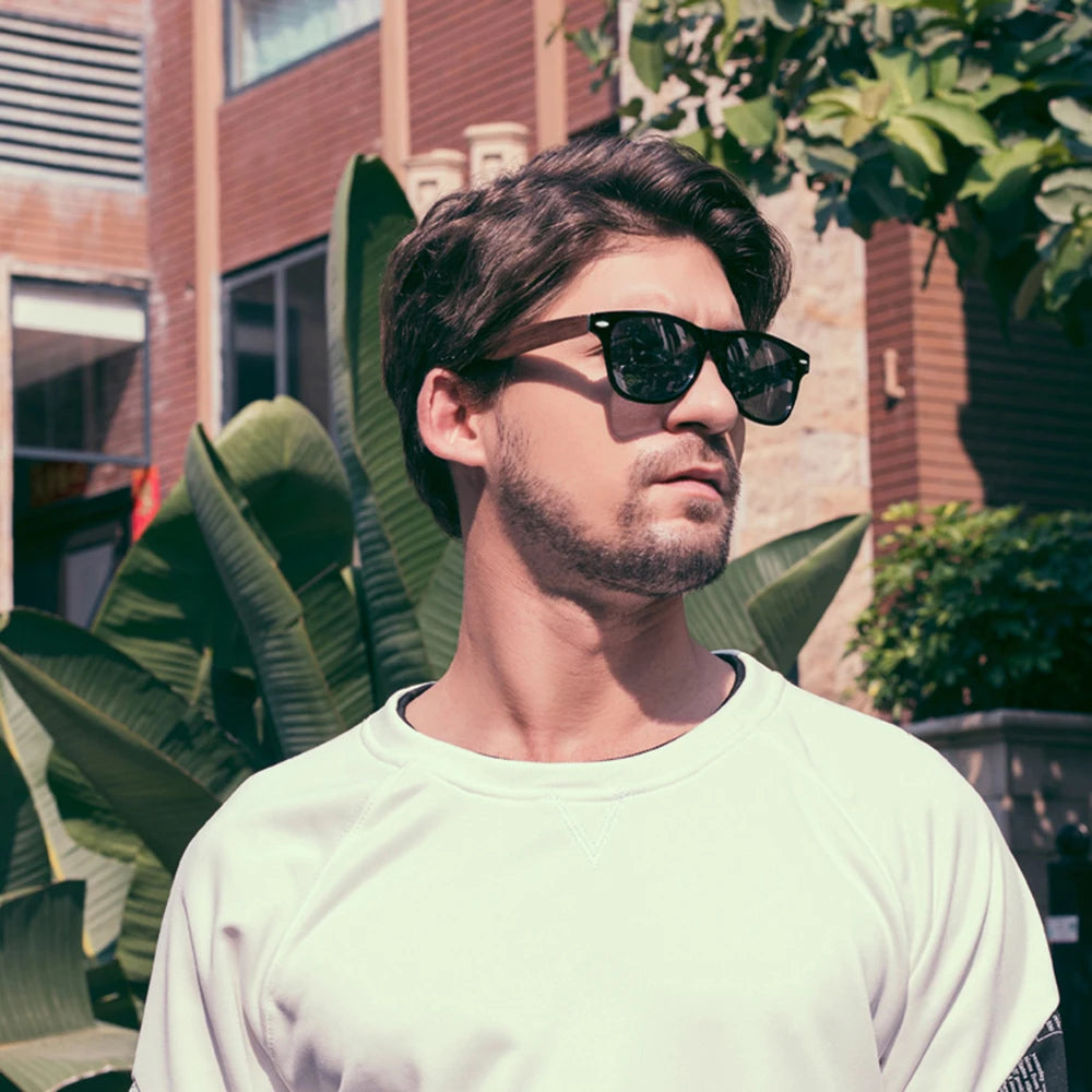 GM Environment-Friendly Retro Walnut Wood Sunglasses UV400 Polarized Bamboo Sunglasses Men's Fashion Trendy Anti Blue Lens 7061h