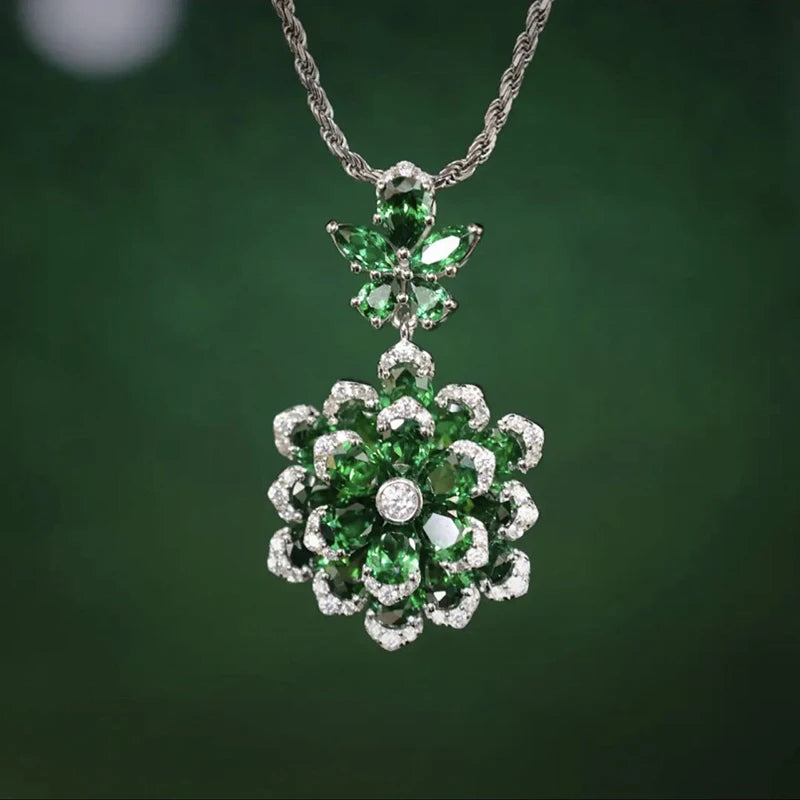 Luxury Silver Color Blue/Red/Green Crystal Jewelry Sets For Women AAA Zircon Wedding Party Elegant Rings Earrings Necklaces