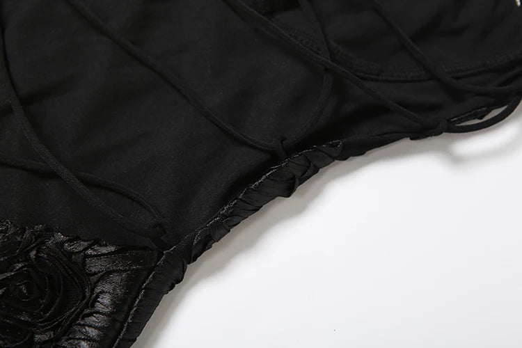 Nibber Elegant Flower Embroidery Maxi Dress Women Low-Neck Cross Bandage Backless Summer Street Trend Skinny Holiday Vestidos