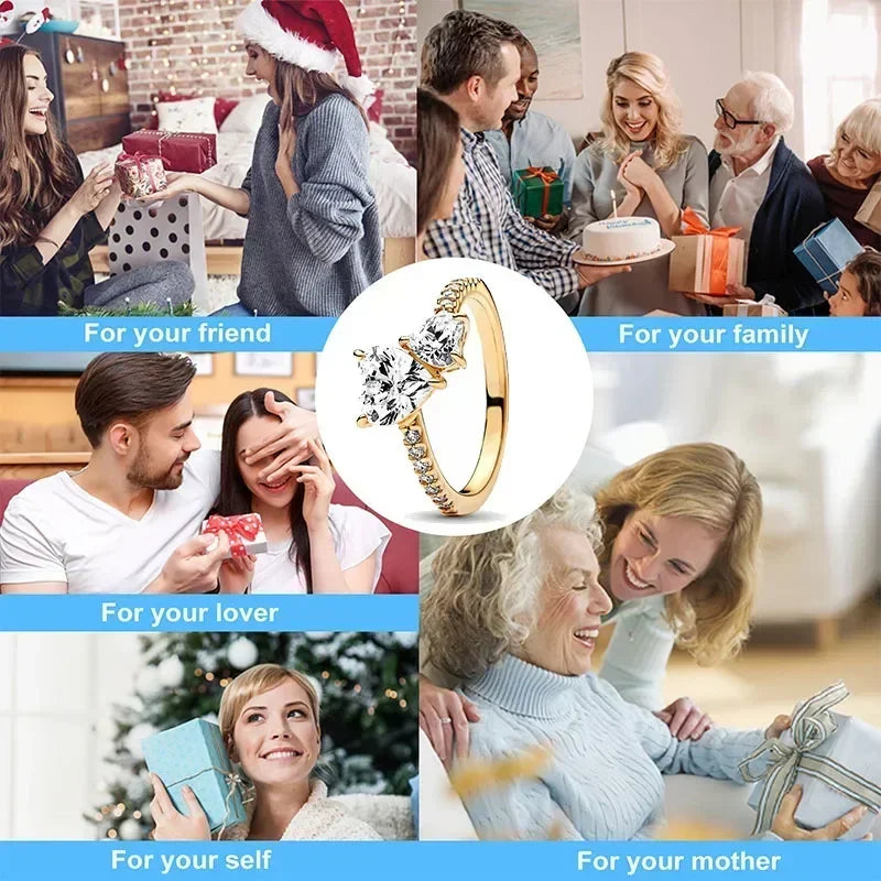 Classic 925 Sterling Silver New Heart shaped Crowns Circulars Ring Light Luxury Exquisite Charm Jewelry Festival Surprise Gift