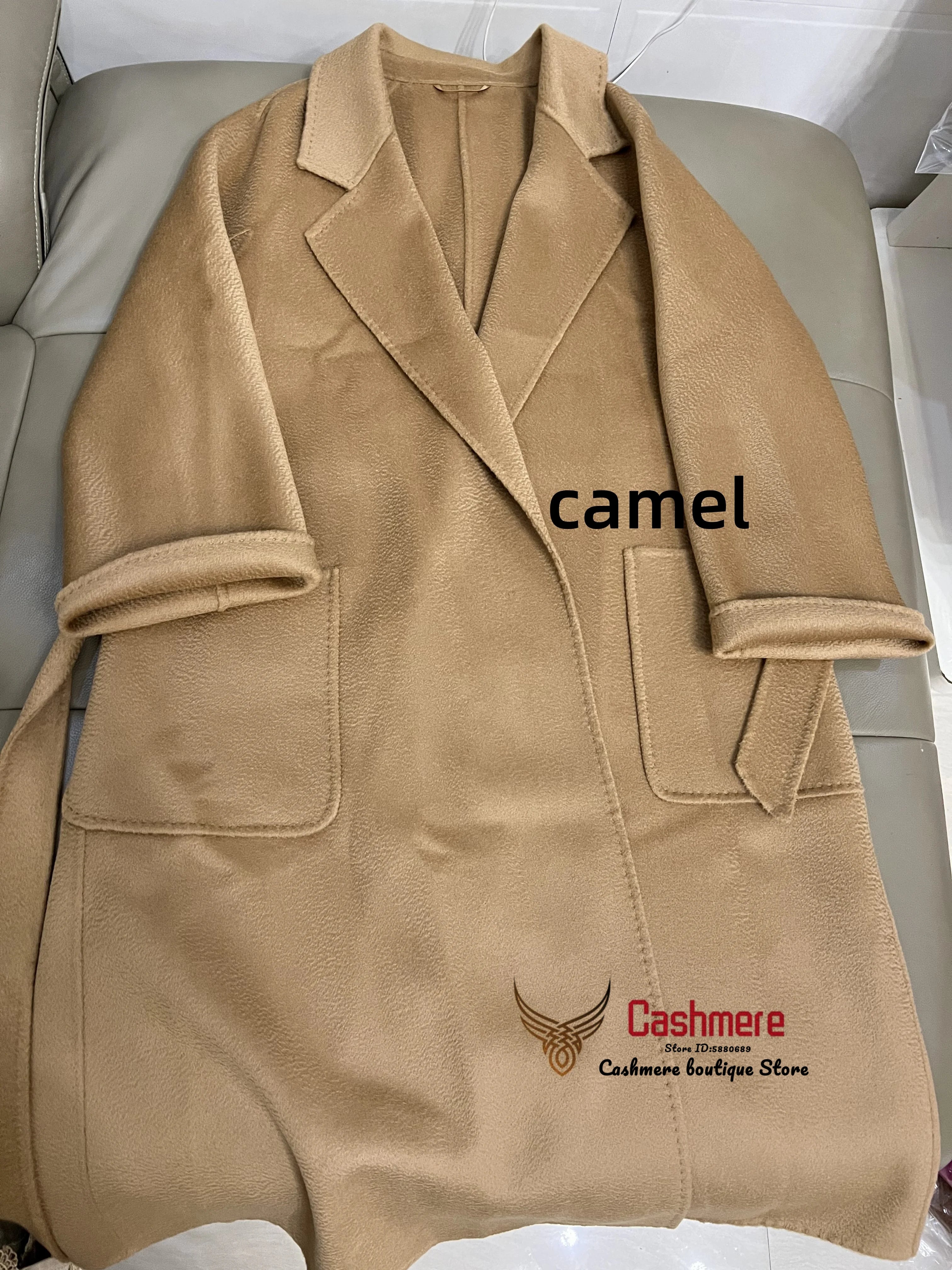 SPECIAL OFFER Cashmere Coat Female Winter Mid-Length Corrugated Coat Black Wool Coat Woman Autumn New Casual Fashion Beige Coat