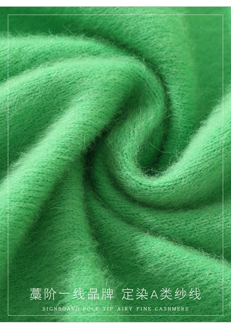 Autumn And Winter New 100% Mink Cashmere Sweater Ladies' High Lapel Solid Color Padded Pullover Wool Knitted Bottoming Shirt