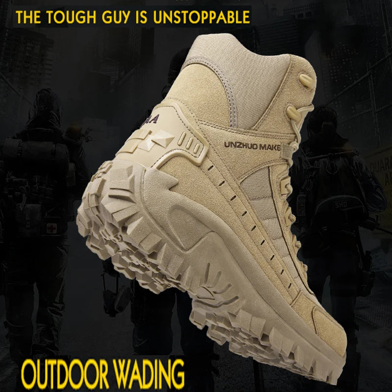 New men's hiking boots, high top combat training boots, anti slip snow boots, field desert boots, outdoor cycling shoes