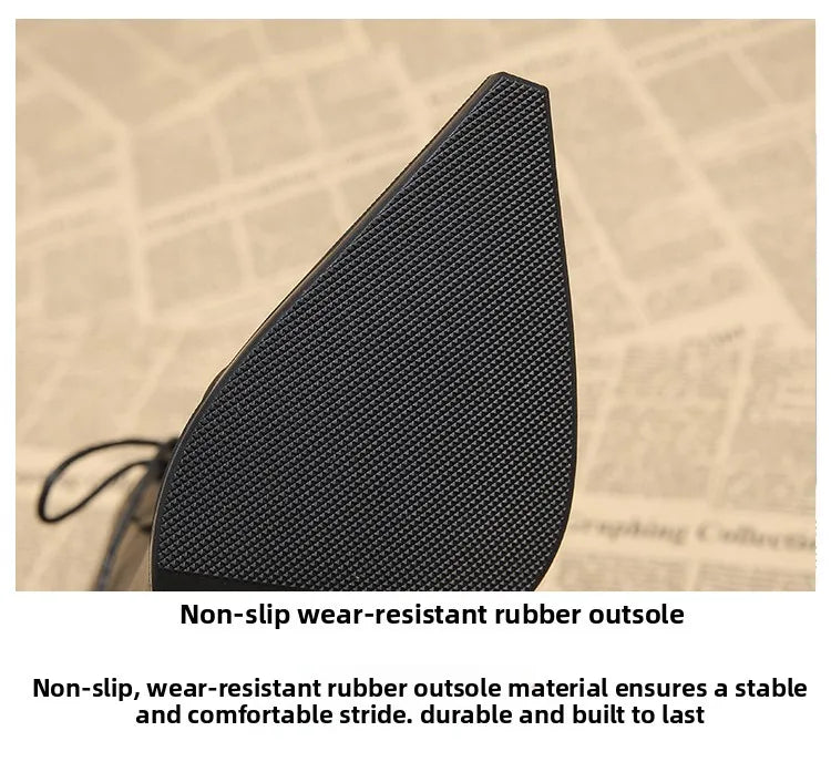 Retro Pointed Toe ort Boots Women's Spring Autumn New Coarse Heel Boots Small Size Genuine Leather High Heel  Boots