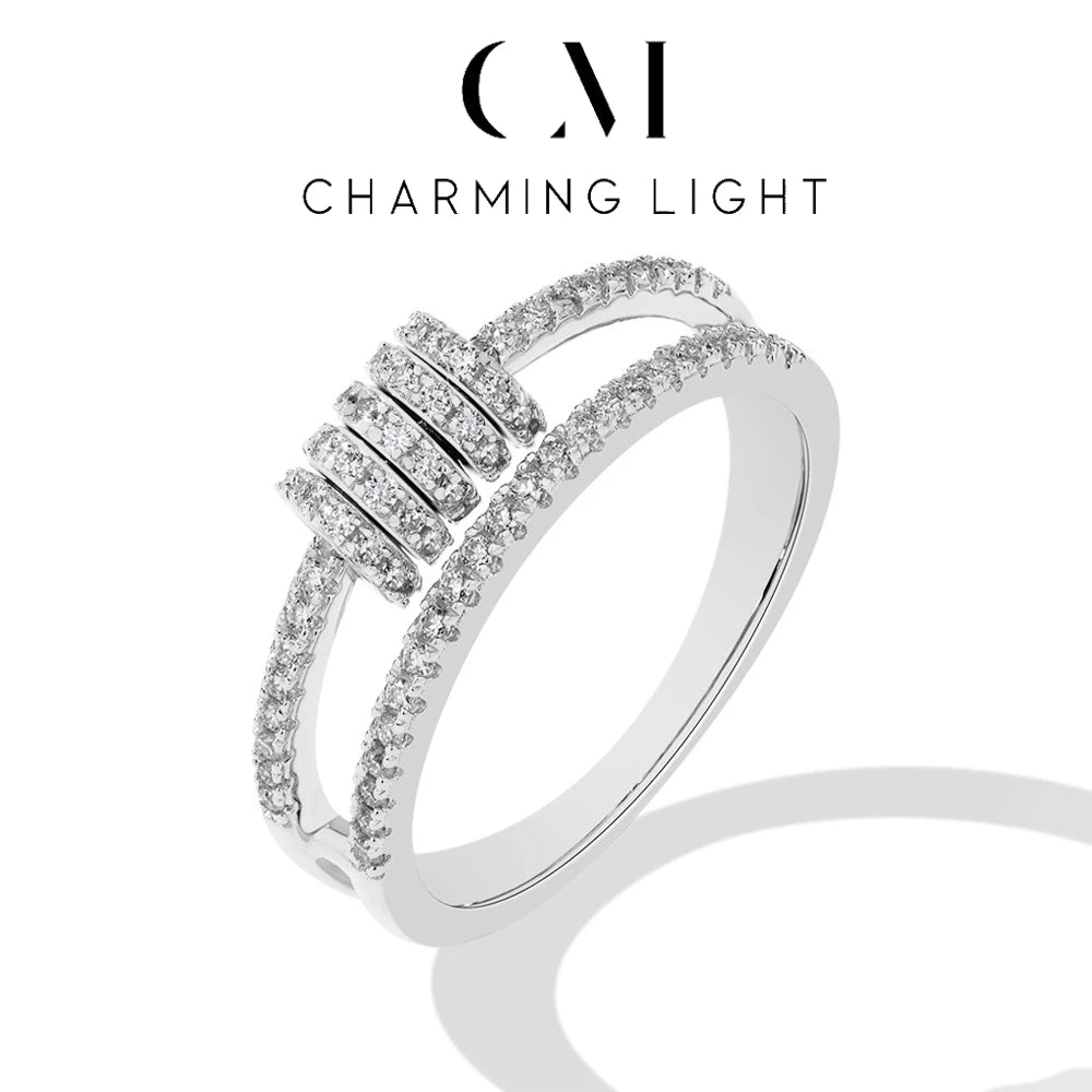 CHARMING Customize Full Moissanite Ring Brilliant Lab Diamond 925 Sterling Sliver Gold for Women Plated Wholesale Fine Jewelry