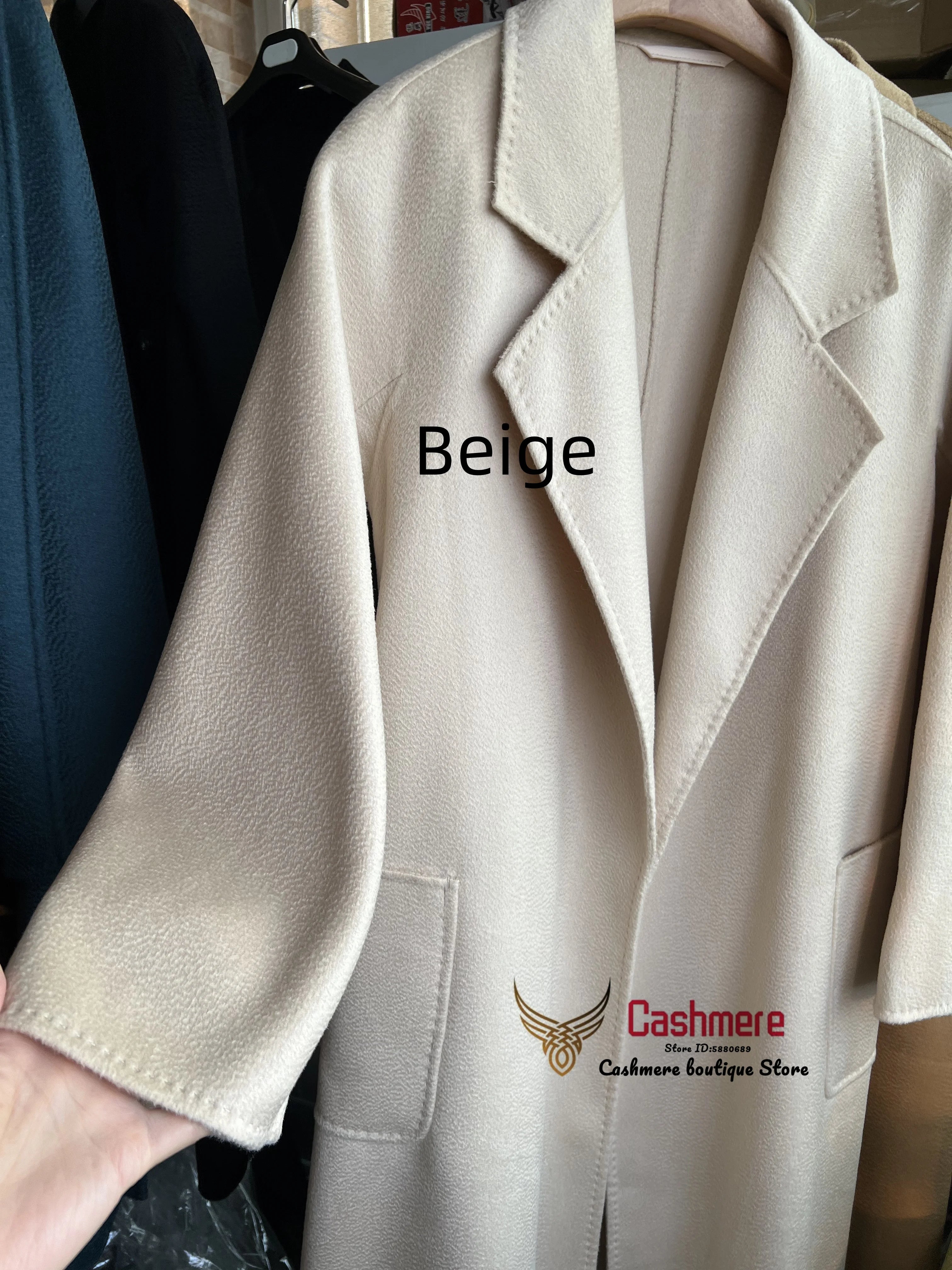 SPECIAL OFFER Cashmere Coat Female Winter Mid-Length Corrugated Coat Black Wool Coat Woman Autumn New Casual Fashion Beige Coat