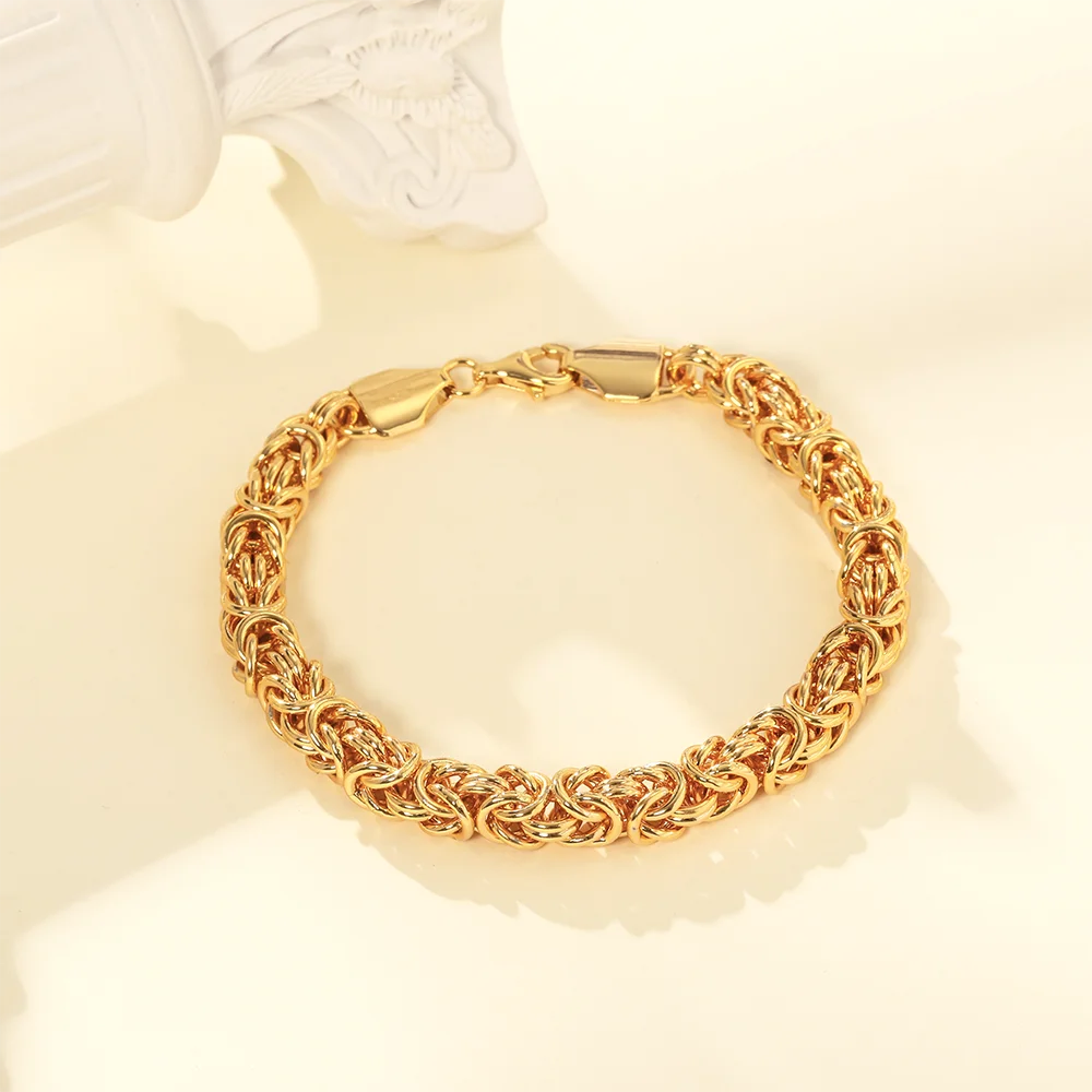 18K Gold Plated 8 Inches Braided Bracelet for Women Men 925 Sterling Silver Fashion Charm Couple Gift Jewelry Accessories USA