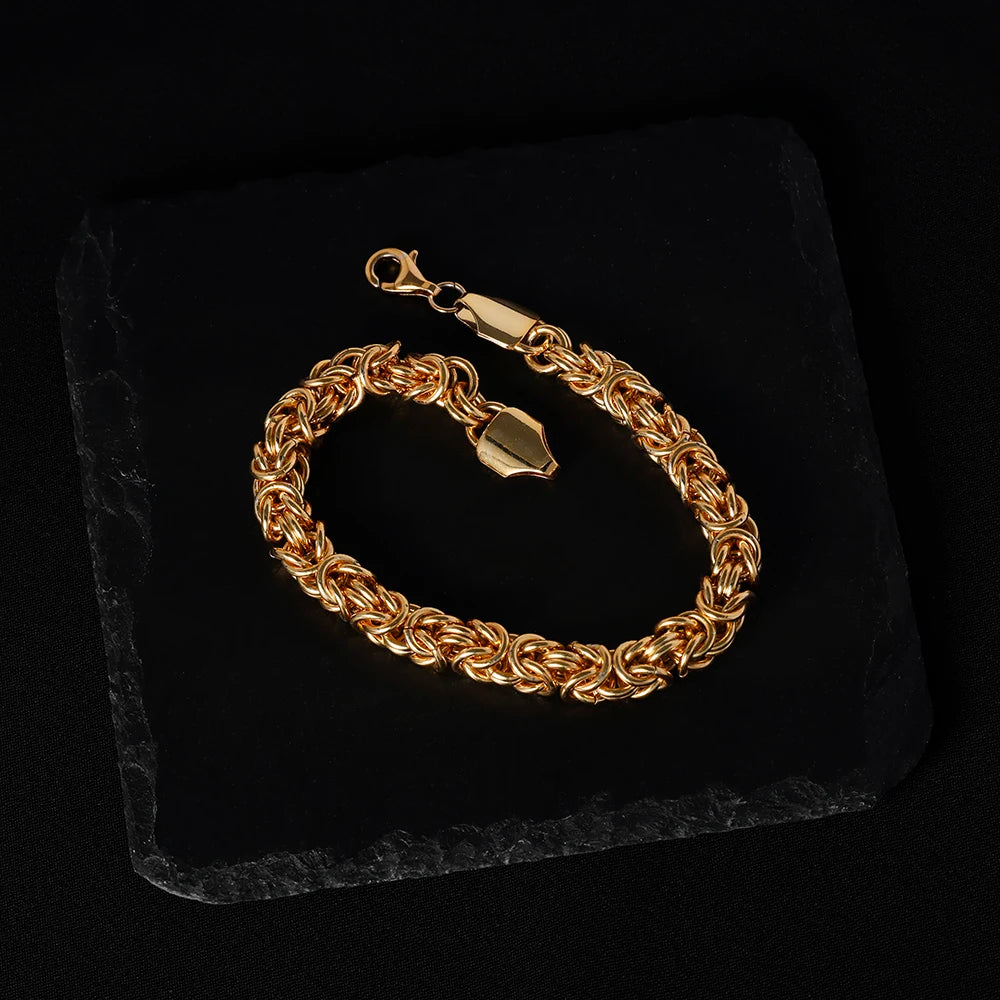 18K Gold Plated 8 Inches Braided Bracelet for Women Men 925 Sterling Silver Fashion Charm Couple Gift Jewelry Accessories USA
