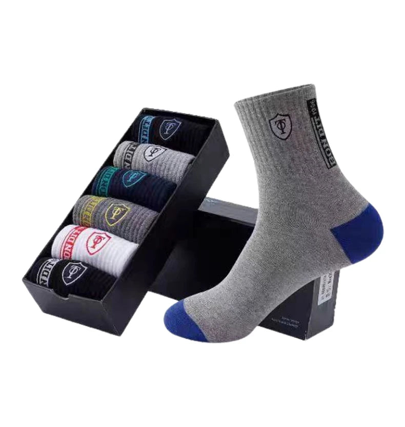 5 Pairs of Autumn and Winter MEN'S Sports Socks for Summer Leisure, Sweat Wicking, Lightweight and Breathable Basketball Socks