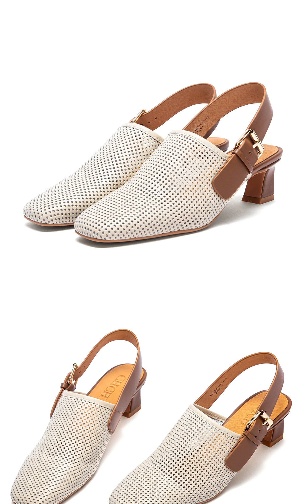 Luxury brand women's shoes summer sandals leather medium high heel hollow breathable temperament girls shoes 35-40 yards