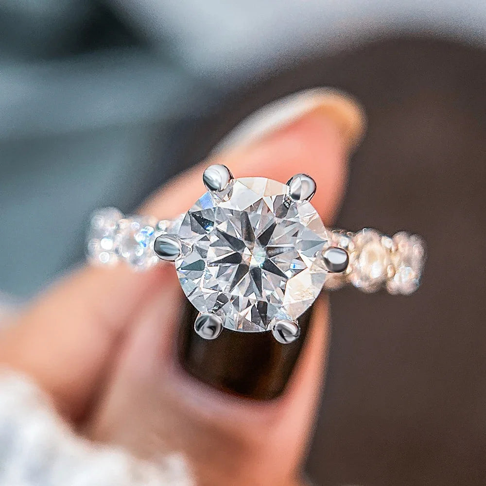 4Carat Moissanite Engagement Rings With Certificate S925 Silver Hidden Halo Diamond Wedding Ring Eternity Band For Women Jewelry