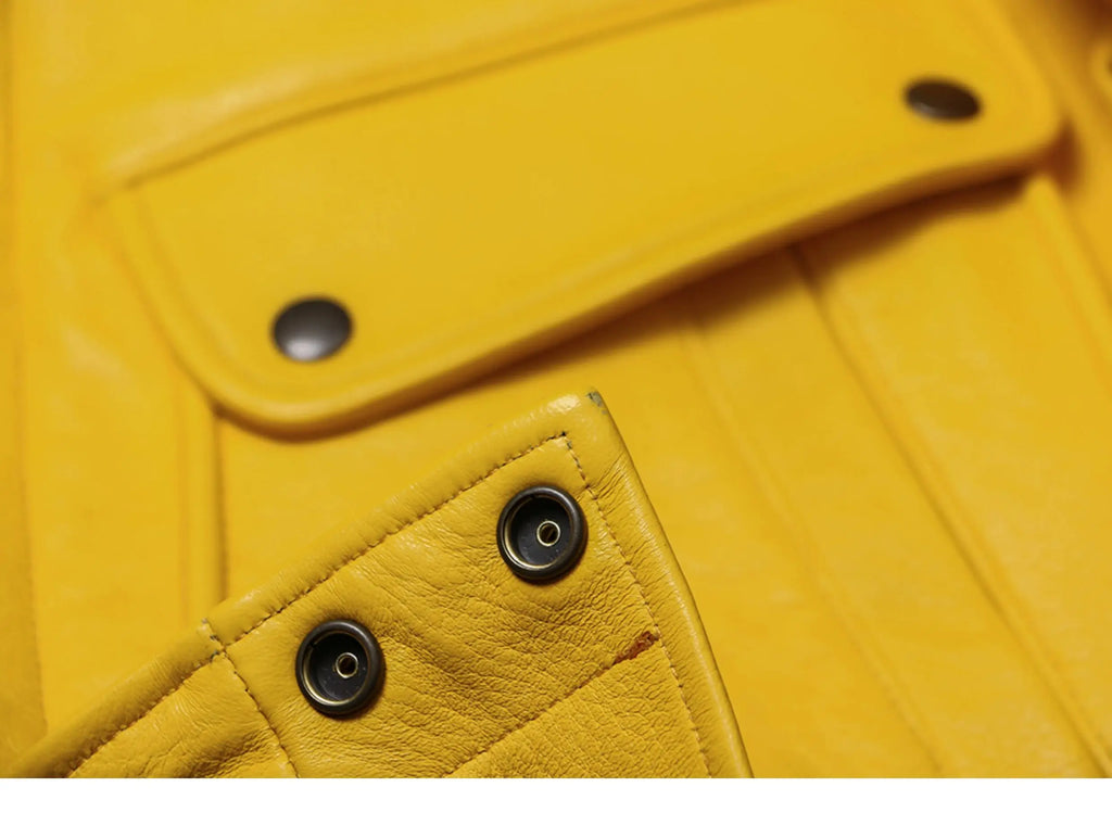 Mauroicardi Spring Autumn Cool Handsome Short Yellow Soft Pu Leather Jacket Men Turn-down Collar Luxury Designer Clothes 2025