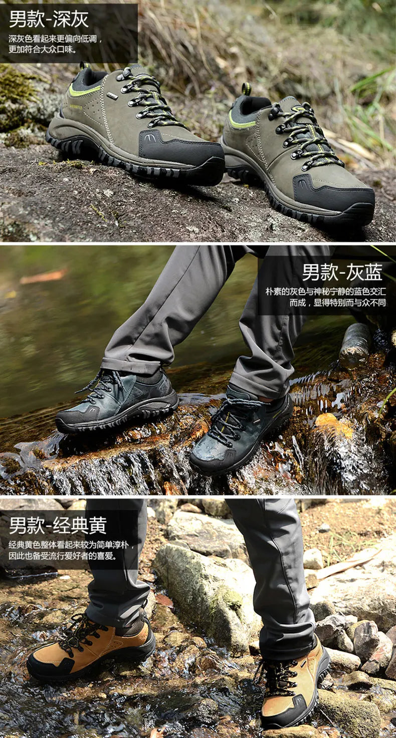 MERRTO Cowhide Outdoor Men Hiking Shoes Trekking Hunting women Tourism Mountain Breathable Climbing Sneakers Tactical boots