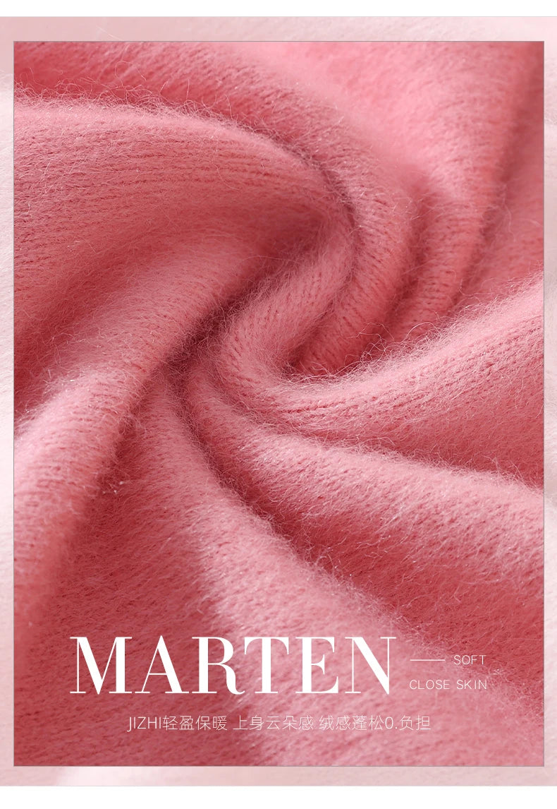 Autumn And Winter New 100% Mink Cashmere Sweater Ladies' High Lapel Solid Color Padded Pullover Wool Knitted Bottoming Shirt