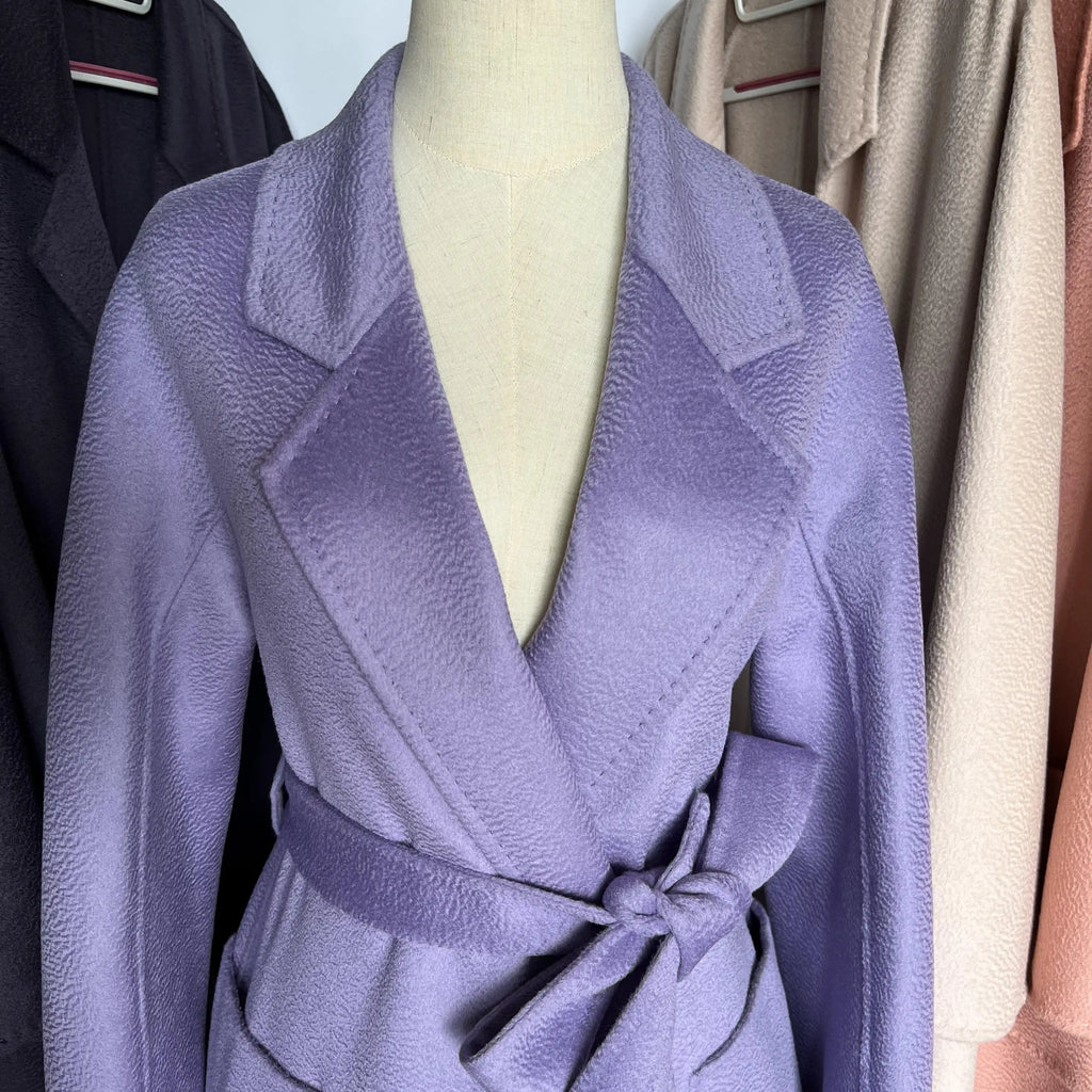 SPECIAL OFFER Cashmere Coat Female Winter Mid-Length Corrugated Coat Black Wool Coat Woman Autumn New Casual Fashion Beige Coat