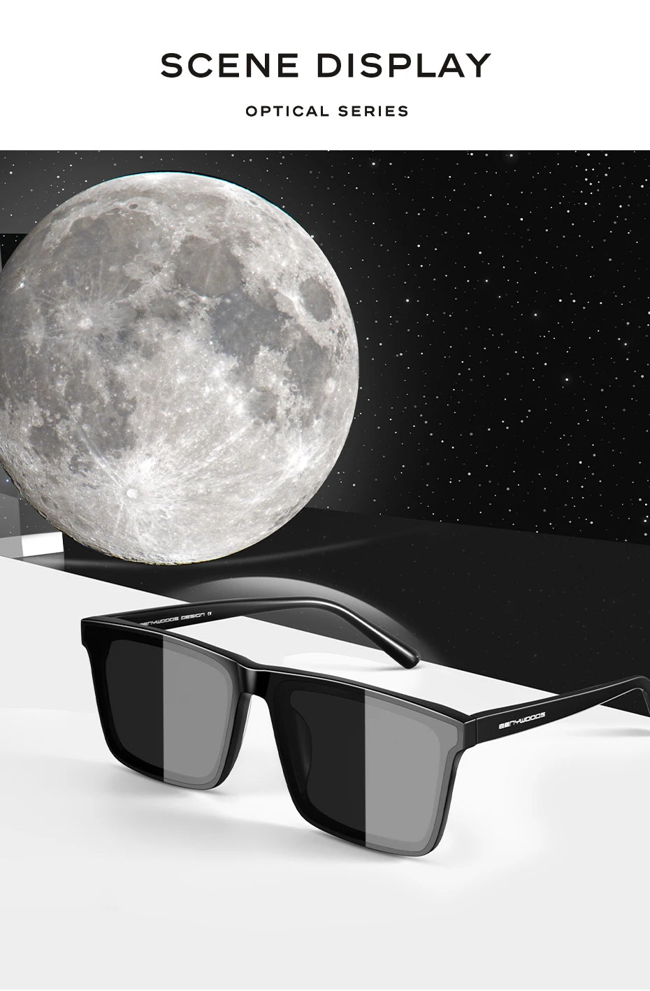 CAPONI Nylon Polarized Sunglasses High Quality Acetate Square Flat Design Sun Glasses For Men UV400 Protect Black Shades CP7499