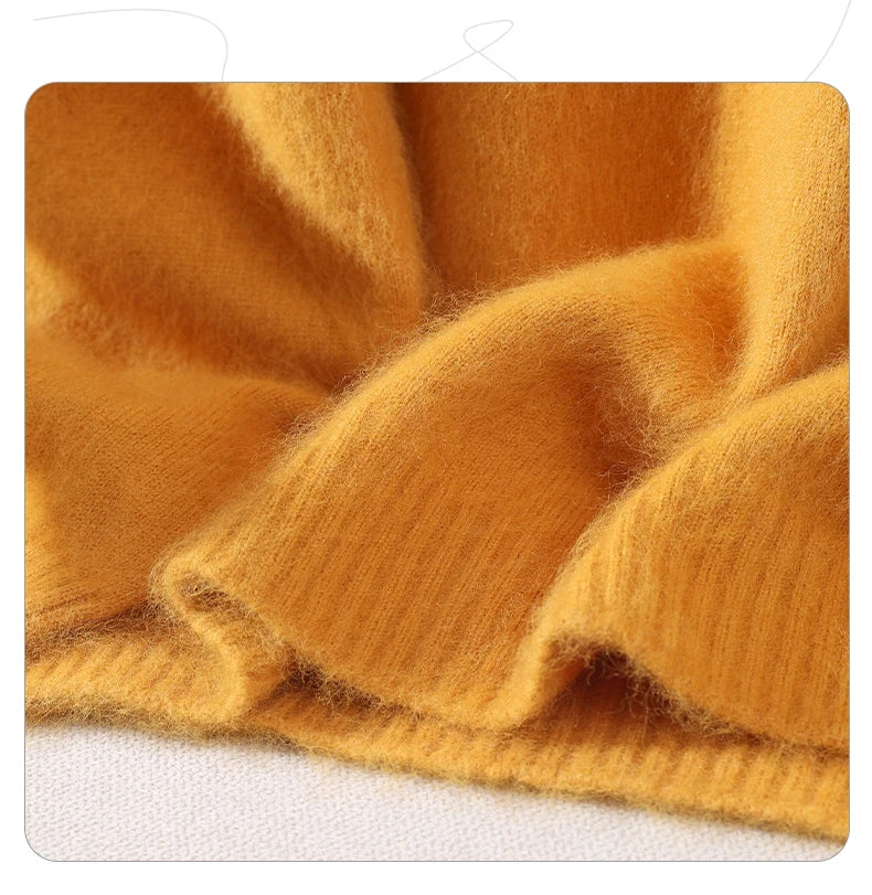 Autumn And Winter New 100% Mink Cashmere Sweater Ladies' High Lapel Solid Color Padded Pullover Wool Knitted Bottoming Shirt