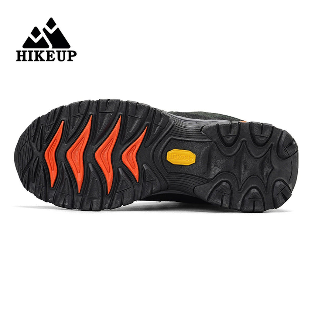 HIKEUP Winter Boot Men Outdoor Hiking Boots Suede High Top Trekking Men Shoes Rainproof Tactical Combat Military Boots
