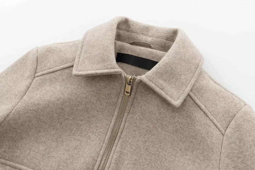 Women's Zipper Jacket Coat New Winter Long Sleeve Pocket Outerwear Coat Short Street Elegant Women's Jacket