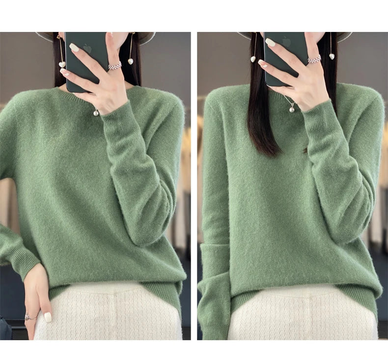 New cashmere sweater women's sweater in autumn and winter 100% merino wool fashion O-neck autumn warm pullover top