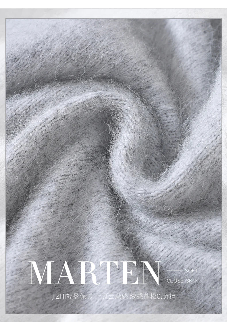 Autumn And Winter New 100% Mink Cashmere Sweater Ladies' High Lapel Solid Color Padded Pullover Wool Knitted Bottoming Shirt