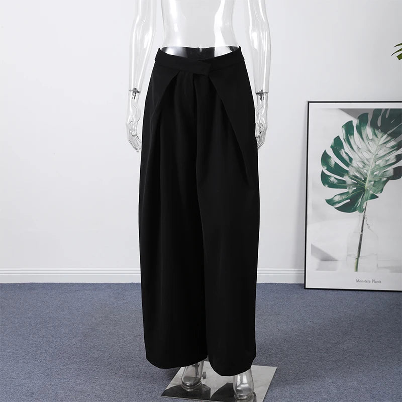 Casual Striped Loose Pants Women High Waist Pleated Straight Long Wide Leg Trousers Female 2025 Fashion Autumn Lady Bottoms