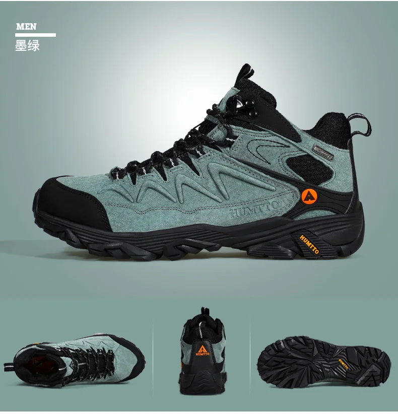 HUMTTO Waterproof Hiking Shoes Leather Trekking Boots Outdoor Sneakers for Men Male Camping Hunting Mens Tactical Ankle Boots