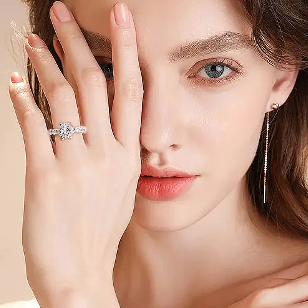 4Carat Moissanite Engagement Rings With Certificate S925 Silver Hidden Halo Diamond Wedding Ring Eternity Band For Women Jewelry