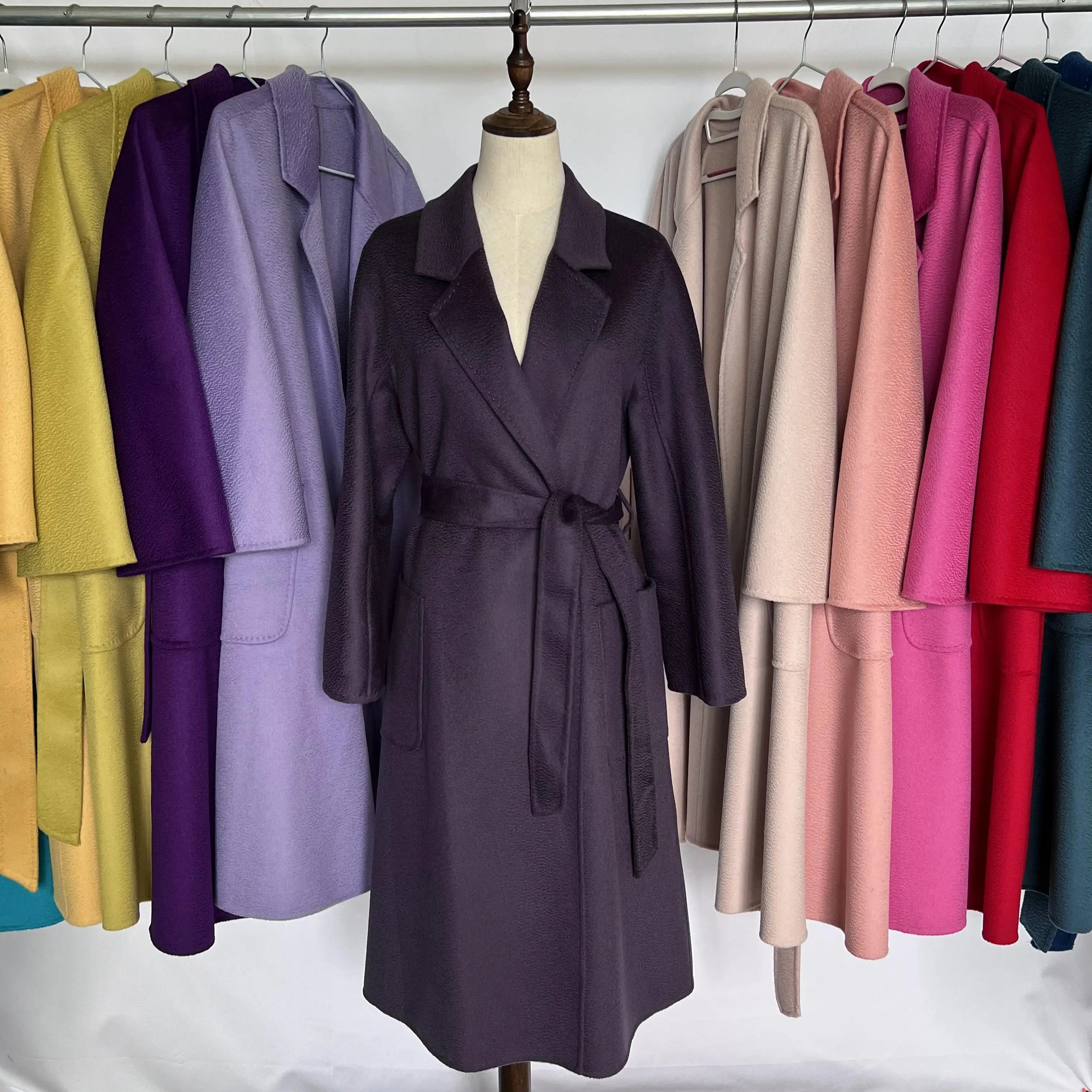 SPECIAL OFFER Cashmere Coat Female Winter Mid-Length Corrugated Coat Black Wool Coat Woman Autumn New Casual Fashion Beige Coat